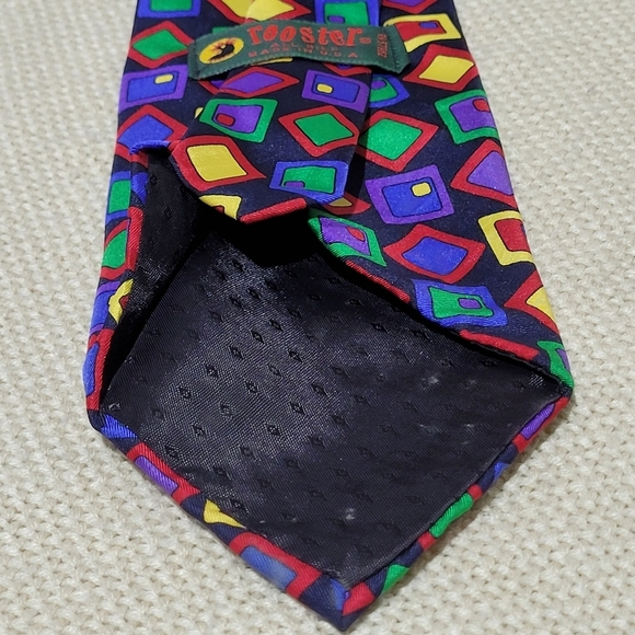 Rooster 100% Silk Vibrant Color Necktie 58" x 4" Made in USA - Picture 2 of 5